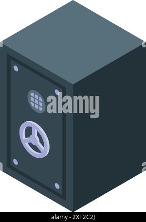 Large, metallic safe with a combination lock and handle, providing secure storage for valuables Stock Vector
