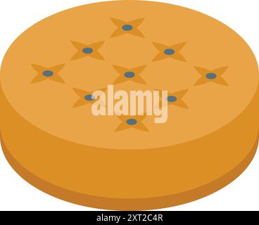 Round cracker with salt is laying on a white surface, showing its delicious texture Stock Vector
