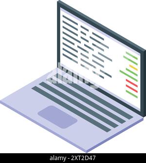 Laptop displaying lines of code, representing software development Stock Vector