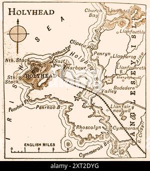 A 19th century map of the port of Holyhead, Anglesey. Wales Stock Photo