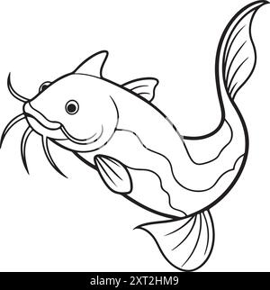 vector illustration of the black and white catfish Stock Vector