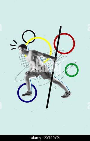Composite collage image of olympic games sport event concept billboard comics zine minimal Stock Photo