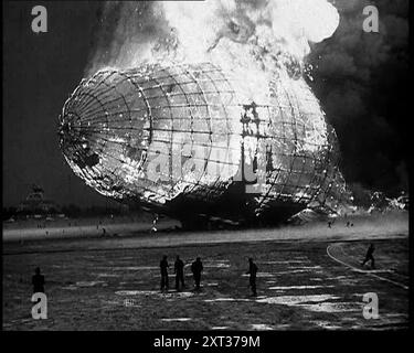 Airship Exploding Black and white photograph of the dirigible Hindenburg exploding in the ...