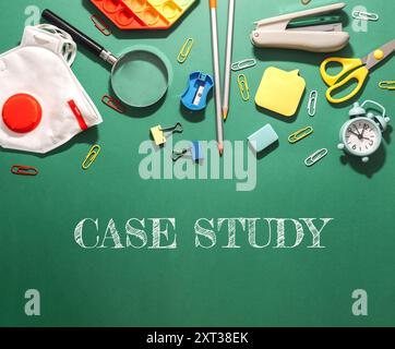 A green background with a case study written on it Stock Photo