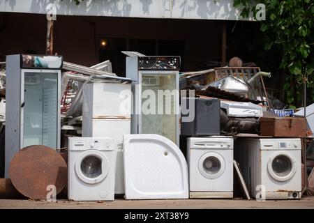 Dump of scrap metal and old household appliances. Stock Photo