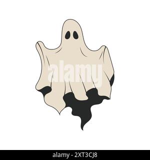 Retro Halloween Ghost. Isolated on white vector illustration Stock Vector