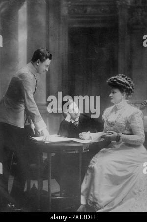 Archdukes Carl Franz Josef &amp; Max &amp; their mother Archduchess Maria Josefa, between c1910 and c1915. Shows Archduke Karl Franz Joseph of Austria (the future Charles I of Austria and Charles IV of Hungary) with brother Archduke Maximillian Eugen of Austria and their mother Princess Maria Josepha of Saxony. Stock Photo