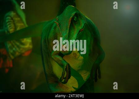 Green prehistoric dinosaur mannequin in mystical light Stock Photo Alamy Green prehistoric dinosaur mannequin in mystical light Stock Photo Alamy
