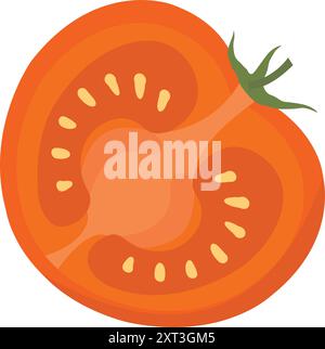 Eye-Catching Red Tomato Slice : Detailed Vector Illustration. Tomato Cross-Section. Food Industry Resource. Half-Cut Red Tomato Vector. Half-Cut Juicy Stock Vector