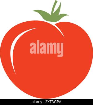 Fresh Organic Ripe Red Tomato: Vector Illustration. Red Juicy Tomato Produce Illustration. Fresh Organic Ripe Tomato. Stock Vector