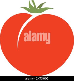 Fresh Organic Ripe Red Tomato: Vector Illustration. Red Tomato Produce Illustration. Fresh Organic Red Tomato. Stock Vector