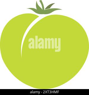 Green Tomato Vector Illustration: High-Quality Vector for Food Packaging and Branding Stock Vector