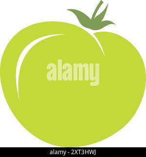 Green Tomato Vector Illustration: Organic Vegetable Clipart for Healthy Eating and Vegetarian Recipes Stock Vector