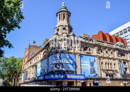 London, UK. 13th August 2024. Shaftesbury Theatre in West End showing Mrs Doubtfire, exterior daytime view. Credit: Vuk Valcic / Alamy Stock Photo