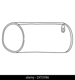 Cylinder pencil case, doodle style flat vector outline illustration for kids coloring book Stock Vector