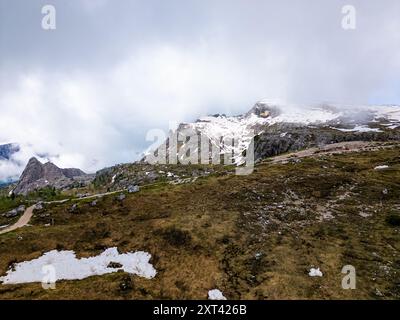 View of the Cinque Torri in Nuvolao Group of the Italian Dolomites Stock Photo