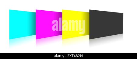 CMYK Insert report or screenshoot blank template black, cyan, yellow, magenta for presentation layouts and design. 3D rendering. Digitally Generated I Stock Photo