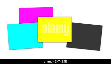 CMYK Insert report or screenshoot blank template black, cyan, yellow, magenta for presentation layouts and design. 3D rendering. Digitally Generated I Stock Photo