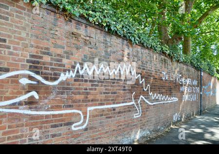 remember what happened to the dinosaur! graffiti on a brick wall in blackhall road oxford england uk Stock Photo