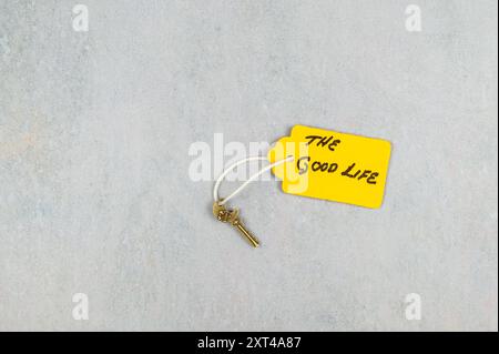 A key to happiness concept with a key and the word happiness isolated ...