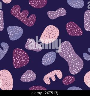 Abstract shapes in seamless terrazzo pattern in minimal style.Cute soft art endless background fashionable for stationery,posters,to-do lists Stock Vector