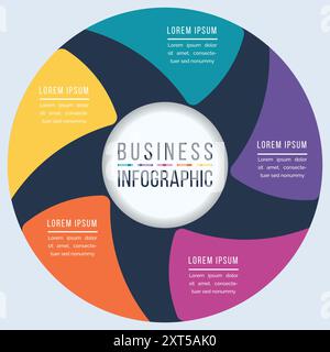 Infographic template 5 options, objects, elements or steps business information circle infographic design Stock Vector