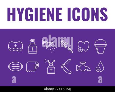 Hygiene Bath products Line icons. hygienic items icon set. bathroom line icons vector Stock Vector