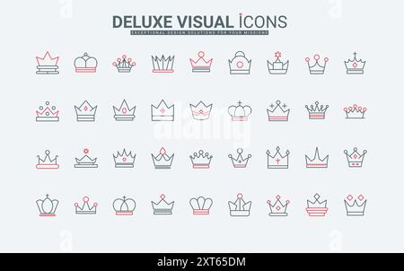 Royal crowns black icons. Winner crown, knight queen or king coronation ...