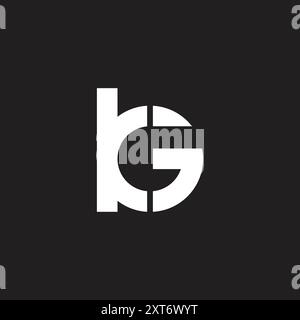 letter bg simple linked line round logo vector Stock Vector