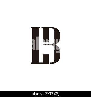 letter lb linked sliced font simple geometric logo vector Stock Vector