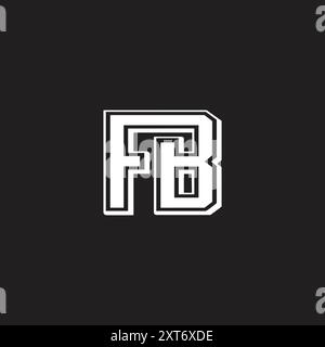 letter fb simple stripes outline logo vector Stock Vector