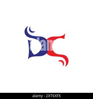 letter dc abstract colors curves linked logo vector Stock Vector