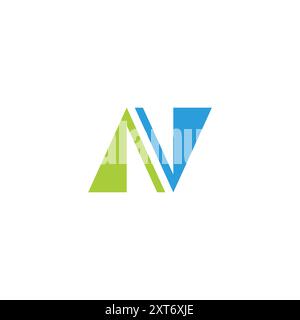 letter nv triangles colorful simple geometric logo vector Stock Vector