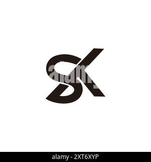 letter sk linked overlapping simple logo vector Stock Vector