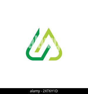 letter cj green mountain simple geometric line logo vector Stock Vector