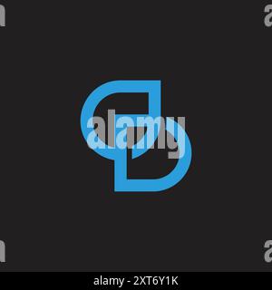 letter d blue drink drop water overlap simple logo vector Stock Vector