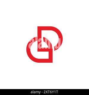 letter d pin location red simple geometric logo vector Stock Vector