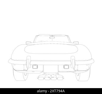 Luxury convertible car. Coloring pages for adults drawing. Line art picture. Car cabriolet with outlines. Vector illustration vehicle. Black contour s Stock Vector