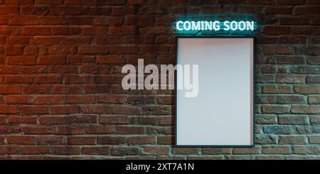 copy space poster mockup for motion picture with red bricks. 3d rendering Stock Photo