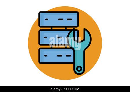 Data engineering colored outline icon. icon related to technology. data analytics elements vector illustration Stock Vector
