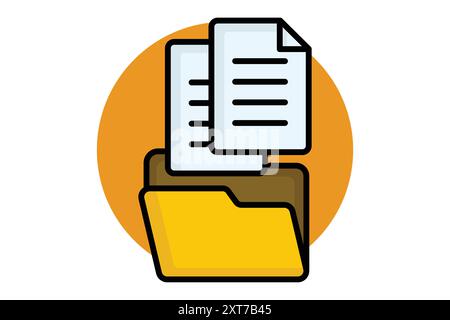 Data collection colored outline icon. folder with paper. icon related to gather. data analytics elements vector illustration Stock Vector