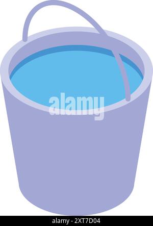 Full water bucket isometric icon vector illustration for web design isolated on white background Stock Vector