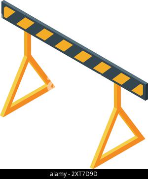 Illustration of a construction barrier with yellow and black stripes, often used to block access to restricted areas Stock Vector