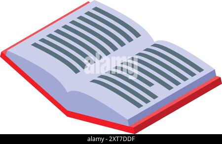 Open book lying with pages wide open isometric icon illustrating the concept of education and reading Stock Vector