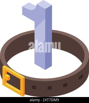 Champion belt is holding up the number one, representing winning an award Stock Vector