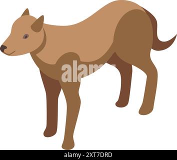 Simple illustration of a brown dog standing on four legs, seen in an isometric perspective Stock Vector