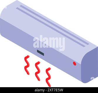 Isometric view of a wall mounted air conditioner blowing hot air Stock Vector