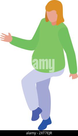 Young woman is stepping up, representing the concept of personal growth and ambition Stock Vector