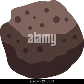 Simple cartoon illustration of a brown asteroid floating in space with ...