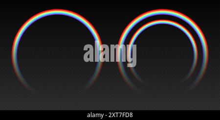 Rainbow frame, abstract circular multicolored border isolated on black. Stock Vector